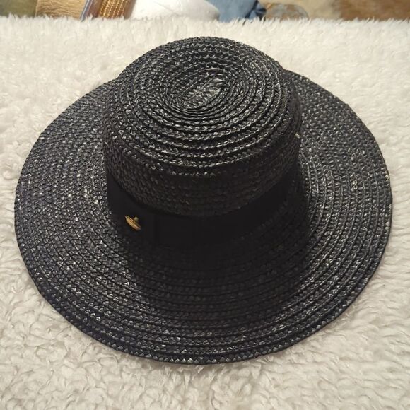Vintage Wide Brim Ribbon Band Straw Sun Hat - Picture 3 of 11